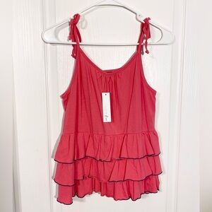 NWT LAmade Kids Tiered Ruffle Tie Strap Camisole USA MADE Pink Navy Girl’s 14